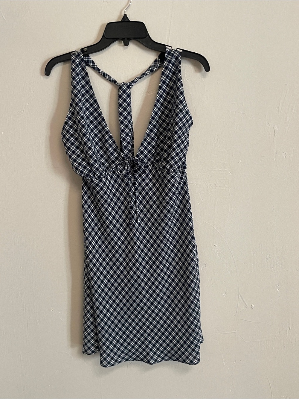 NWT Abercrombie & Fitch Navy and White Plaid Mini Dress